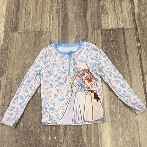 Kids Frozen Theme Rashgaurd Swim Top Elsa & Anna